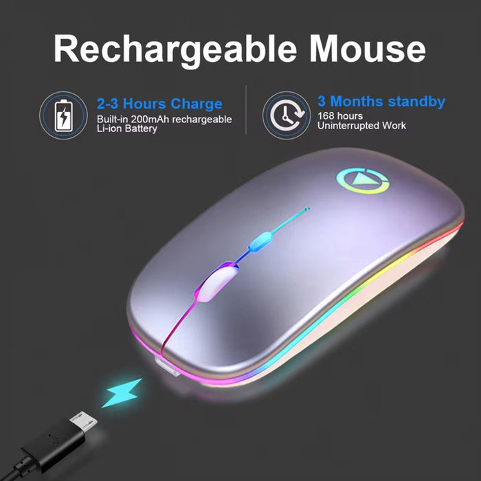 USB Rechargeable LED Wireless Bluetooth Silent Ergonomic Gaming Mouse