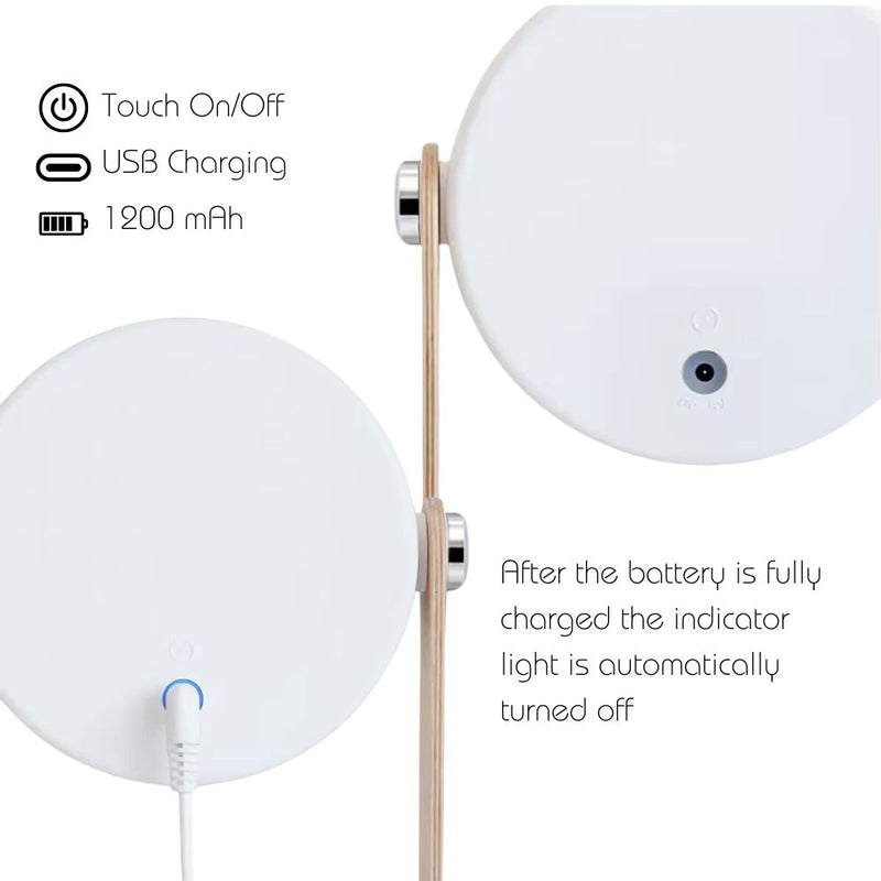 USB Rechargeable LED Retractable Folding Lamp Portable Wooden Night Light