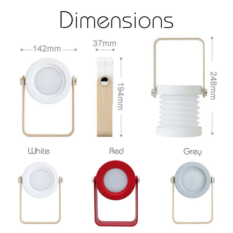 USB Rechargeable LED Retractable Folding Lamp Portable Wooden Night Light