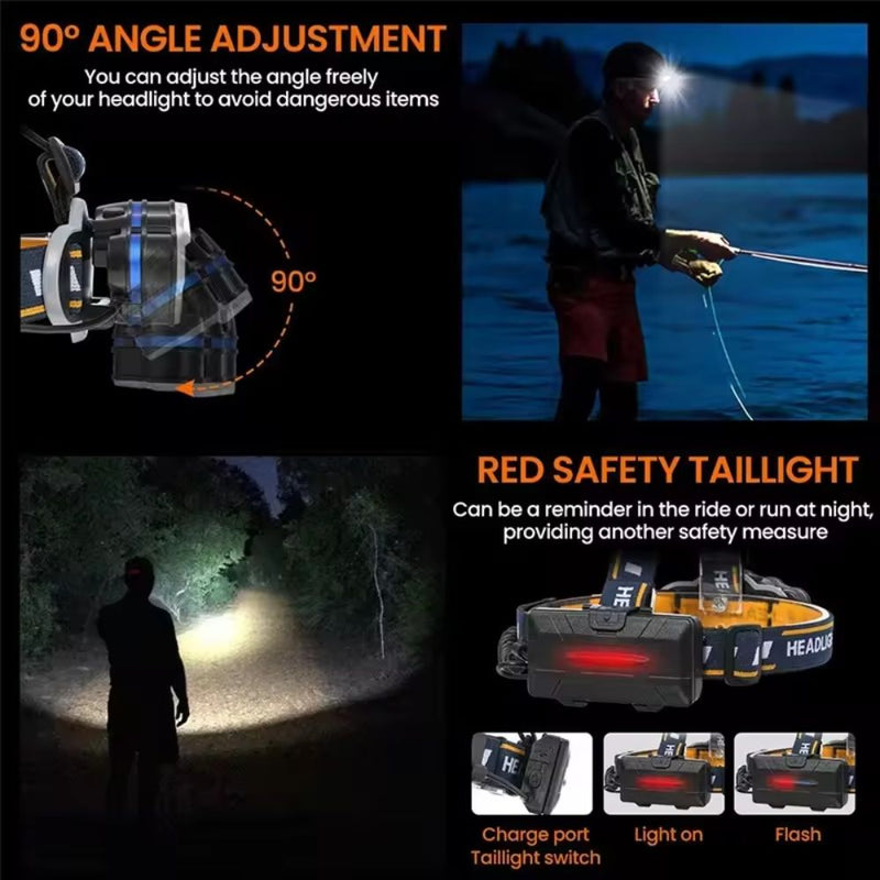 USB Rechargeable Outdoor Multi-Light Strong Head Lamp for Extreme Outdoor Activities