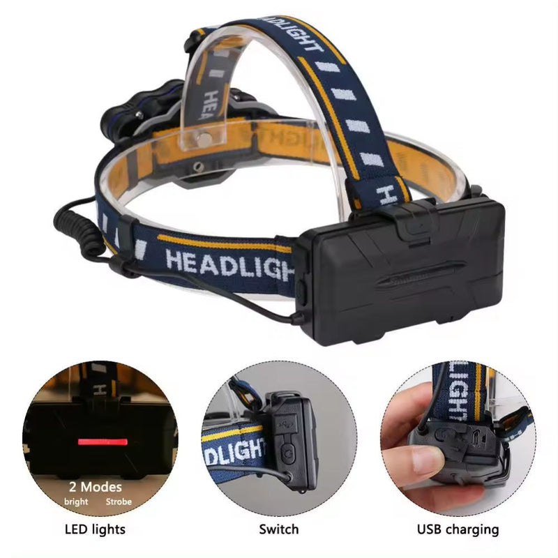 USB Rechargeable Outdoor Multi-Light Strong Head Lamp for Extreme Outdoor Activities