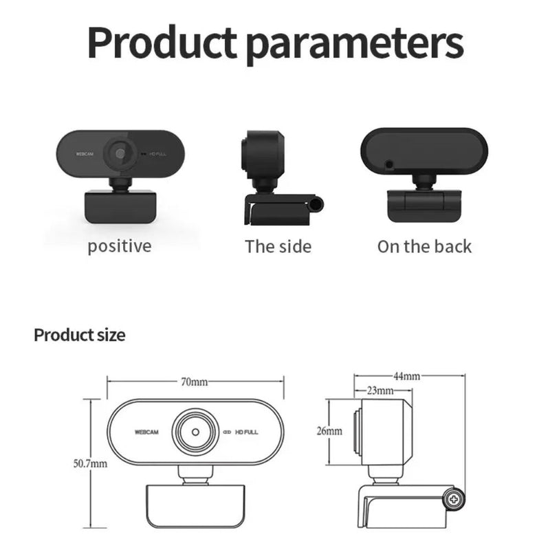 Full HD 1080P Plug and Play Computer Webcam with Microphone