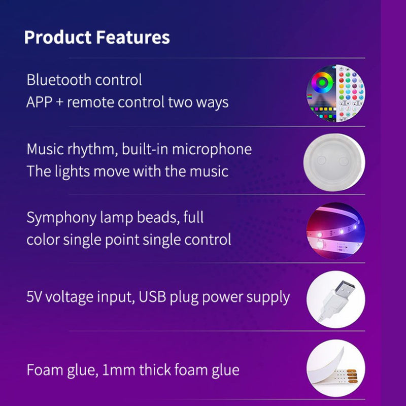 Remote Control Smart RGB LED Firework Strip Light - USB Powered