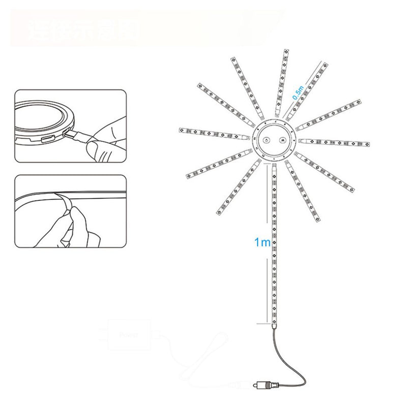 Remote Control Smart RGB LED Firework Strip Light - USB Powered