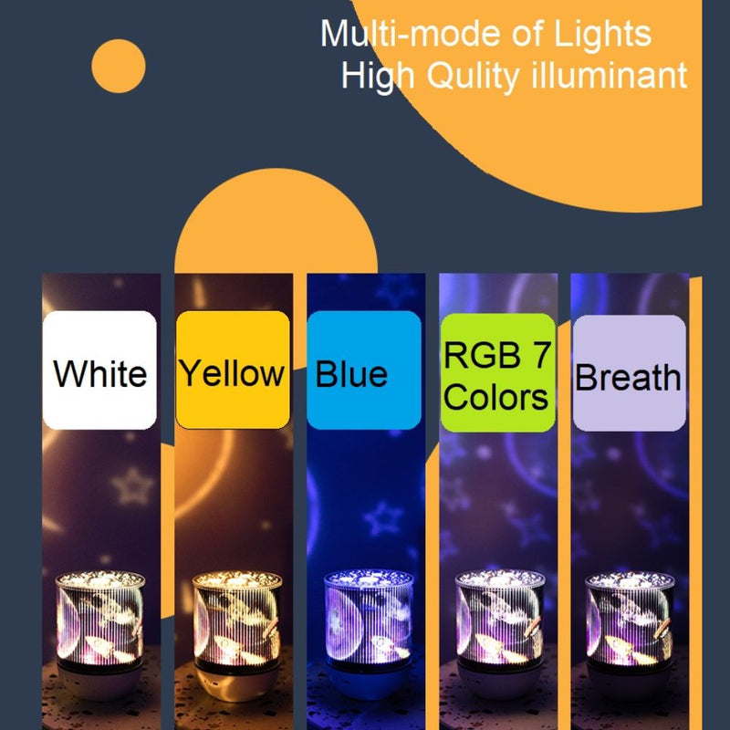 USB Rechargeable Rotating Night Lamp and Wireless Speaker