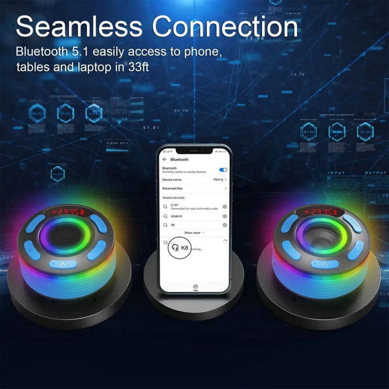 USB Rechargeable Portable Bluetooth Speaker with LED Display