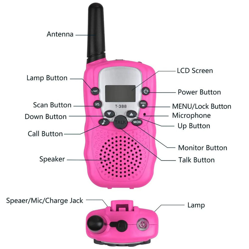 Battery Operated 3km Range Kids Walkie-Talkies with LCD Display