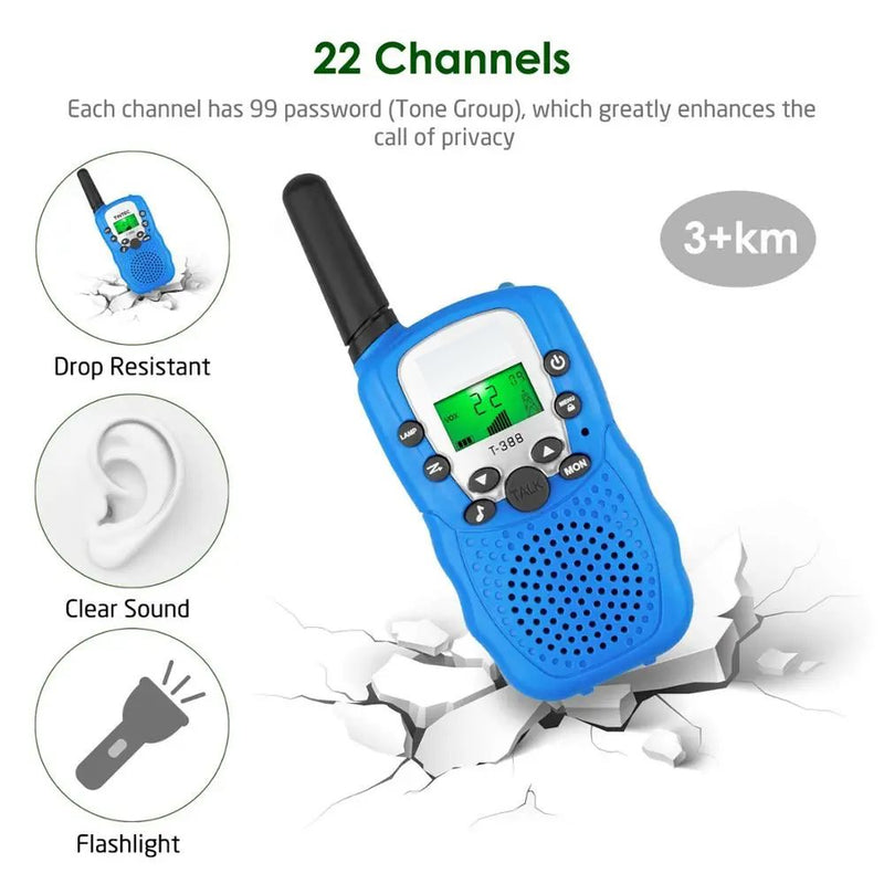 Battery Operated 3km Range Kids Walkie-Talkies with LCD Display