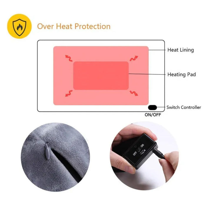 2-in-1 Heating Cushion Pad Blanket and Shawl - USB Powered