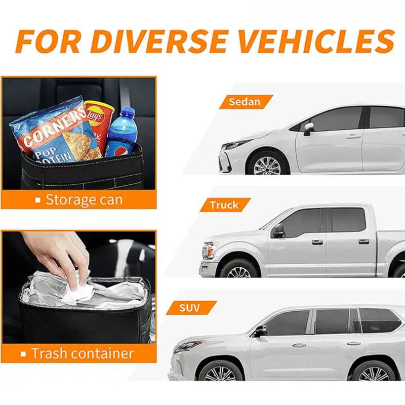 Portable Hanging Trash Bag and Waste Bin for Car
