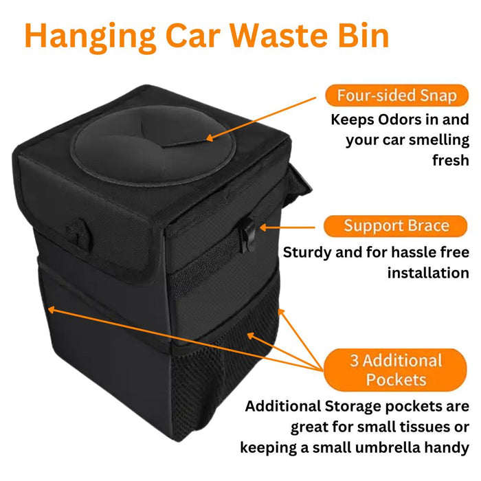 Portable Hanging Trash Bag and Waste Bin for Car