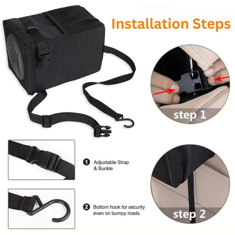 Portable Hanging Trash Bag and Waste Bin for Car