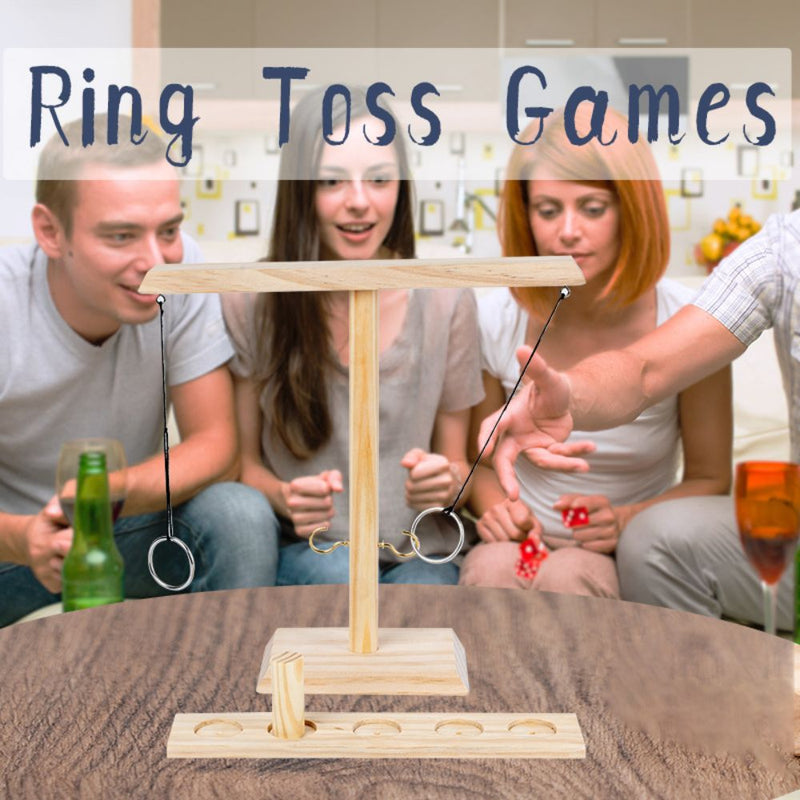 Throwing Hook and Ring Interactive Wooden Toss Game