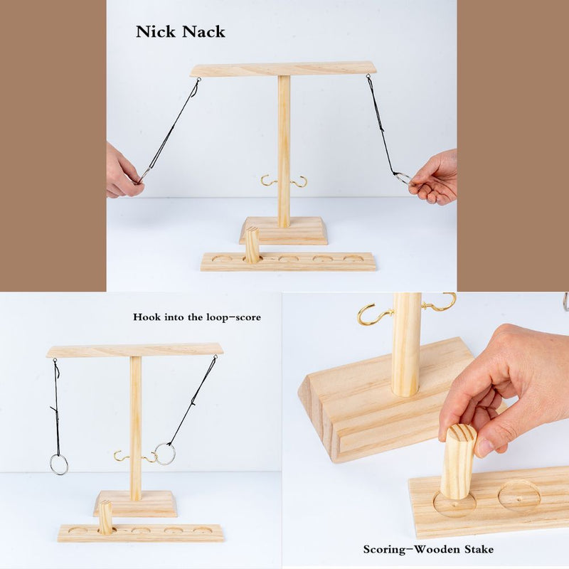 Throwing Hook and Ring Interactive Wooden Toss Game