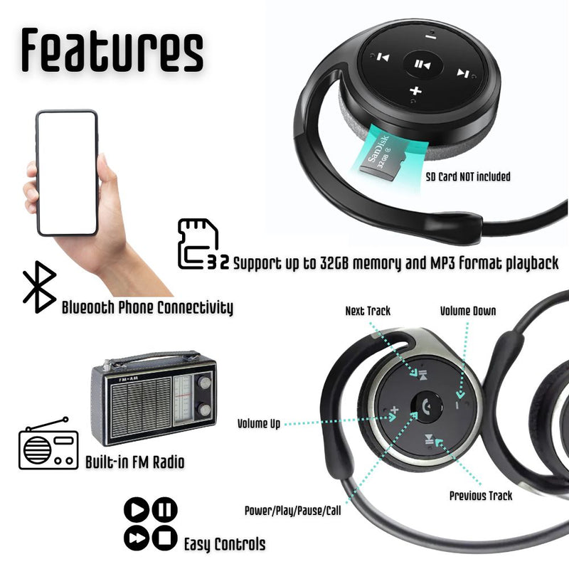 Comfort-Fit Wireless USB Charging On-Ear Headphones with Mic