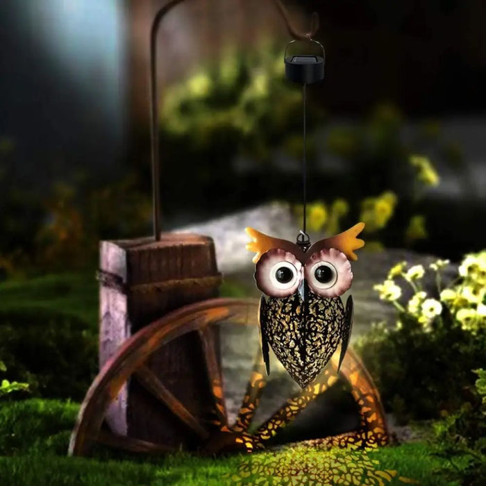 Decorative Rustic Solar Powered Outdoor LED Owl Lamp