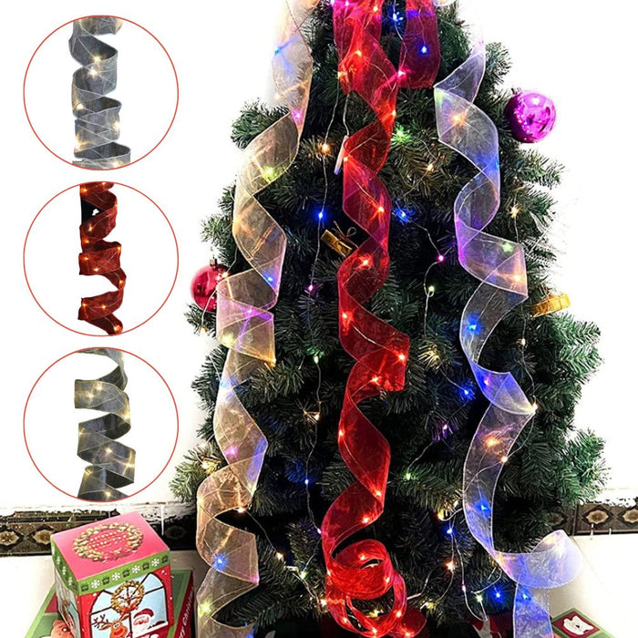 LED Decorative Christmas Ribbon Lights - Battery Operated