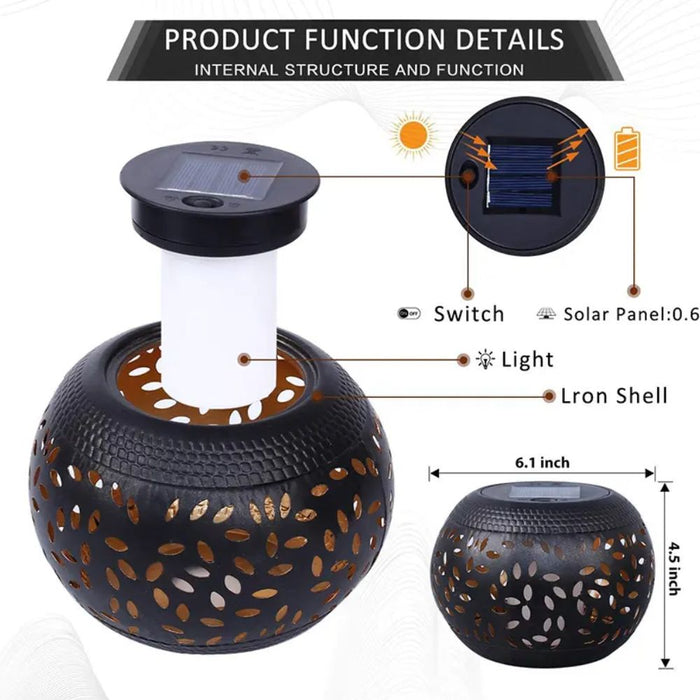Flickering Flame Decorative Outdoor Tabletop Lantern - Solar Powered