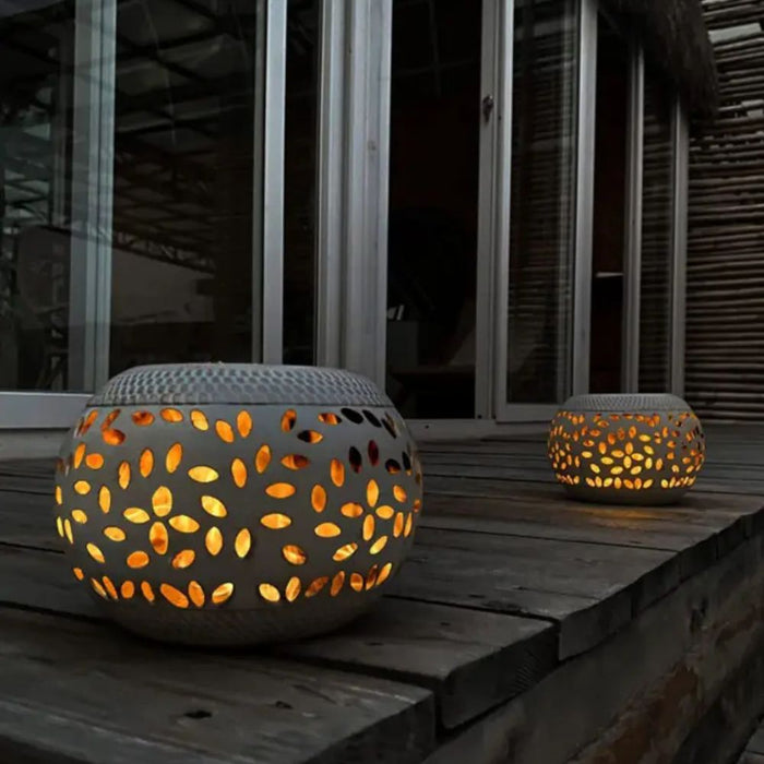 Flickering Flame Decorative Outdoor Tabletop Lantern - Solar Powered