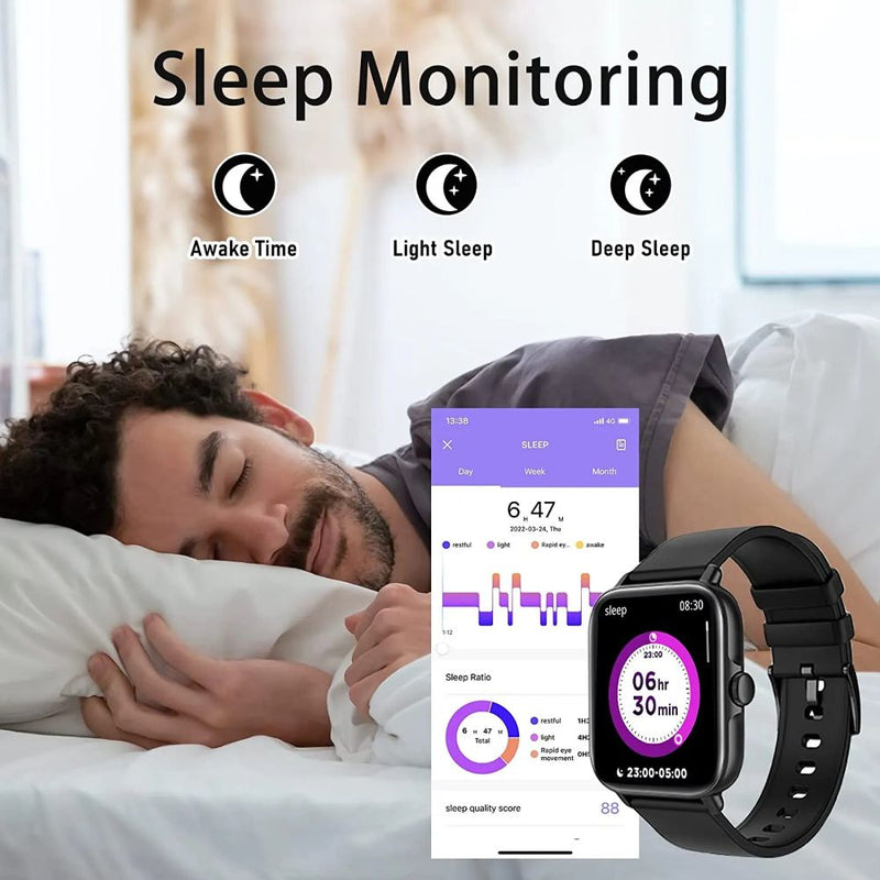 Full Touch Screen Fitness Tracker for Android iOS - USB Rechargeble