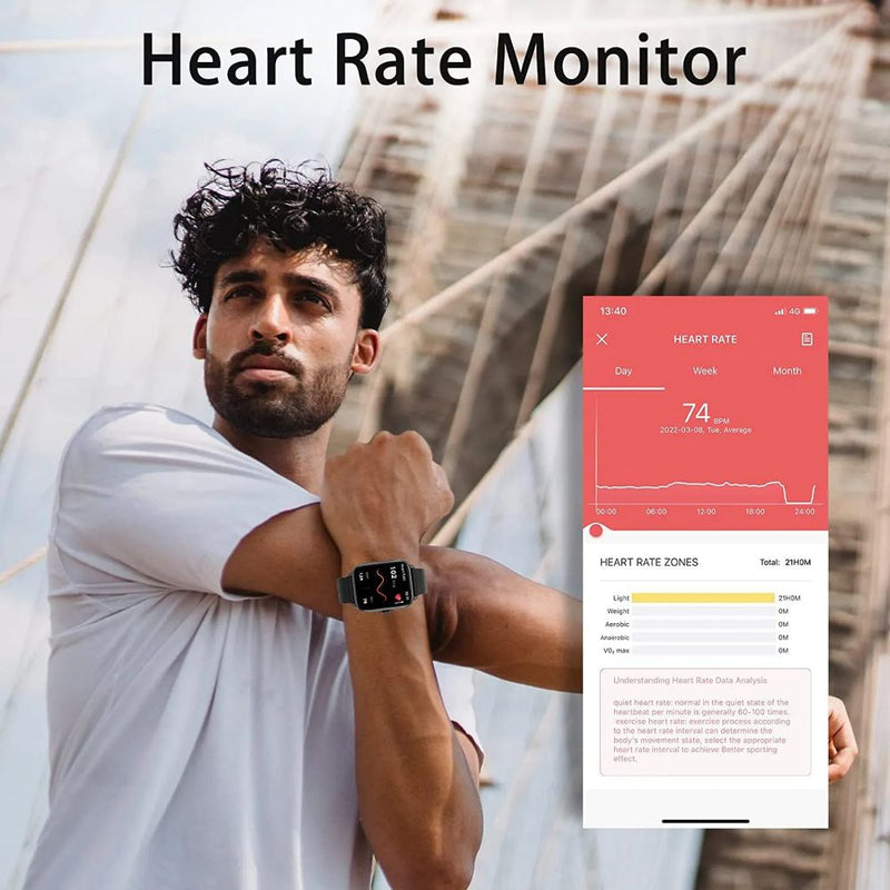 Full Touch Screen Fitness Tracker for Android iOS - USB Rechargeble