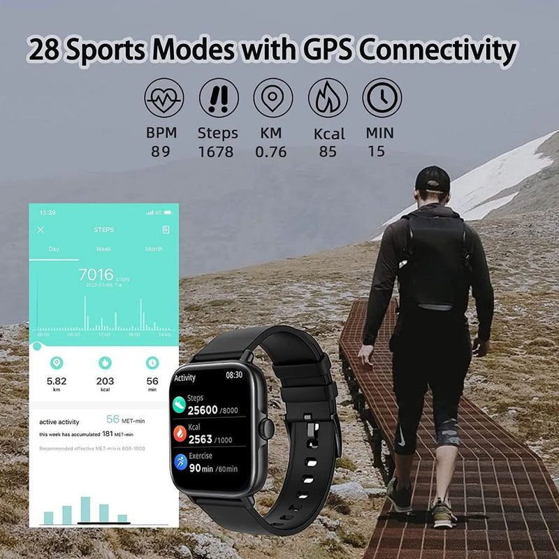 Full Touch Screen Fitness Tracker for Android iOS - USB Rechargeble