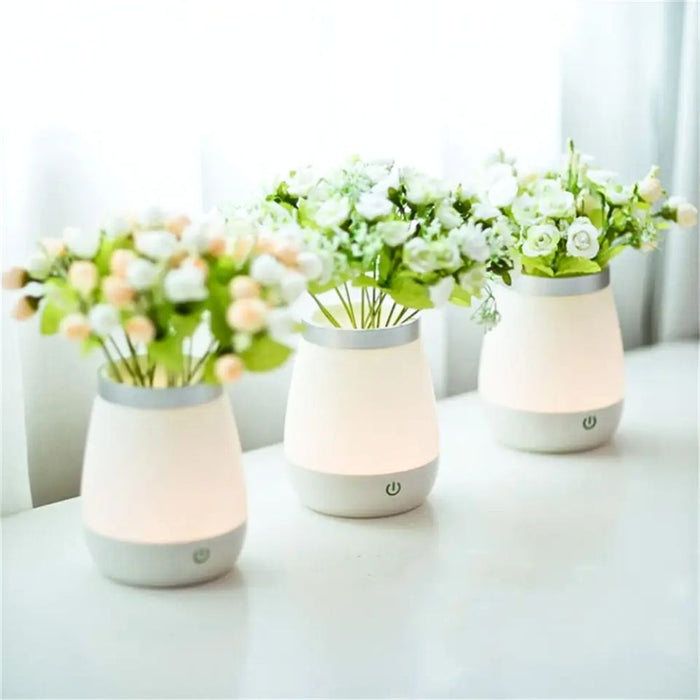 USB Rechargeable LED Bedside Lamp and Flower Vase