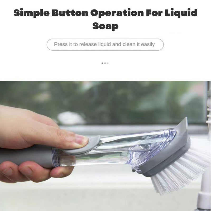 Kitchen Cleaning Soap Dispensing Dishwashing Pots and Pans Wand Brush Sponge Scrubber