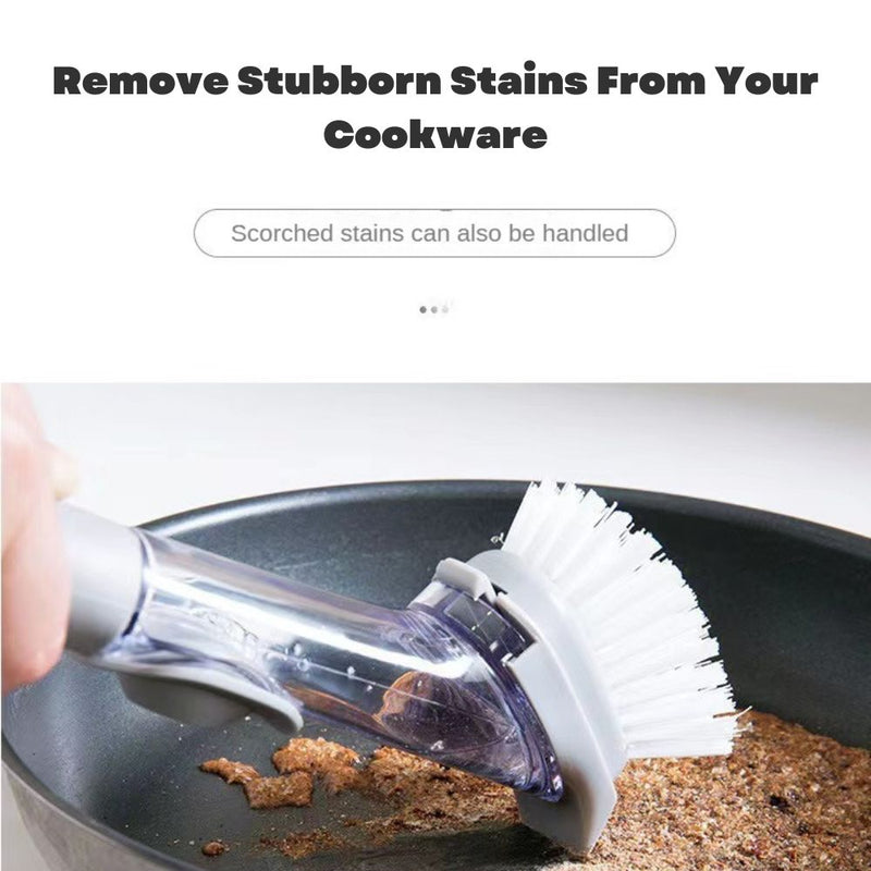 Kitchen Cleaning Soap Dispensing Dishwashing Pots and Pans Wand Brush Sponge Scrubber