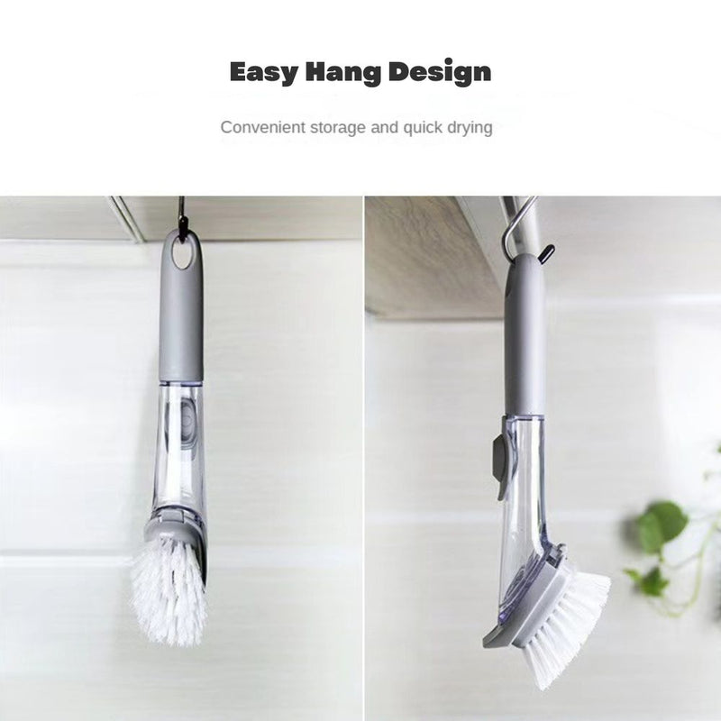 Kitchen Cleaning Soap Dispensing Dishwashing Pots and Pans Wand Brush Sponge Scrubber