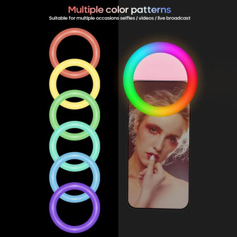 USB Rechargeable RGB LED Clip-on Mobile Phone Ring Light