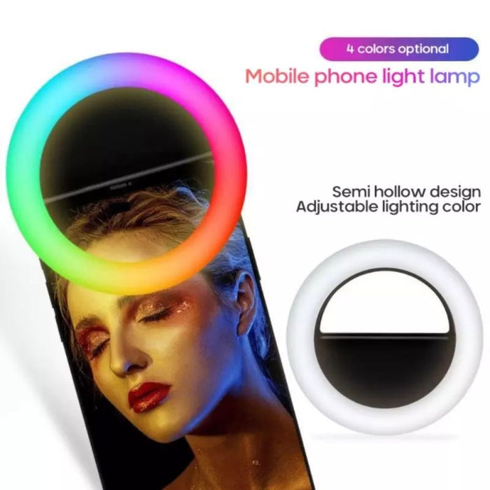 USB Rechargeable RGB LED Clip-on Mobile Phone Ring Light