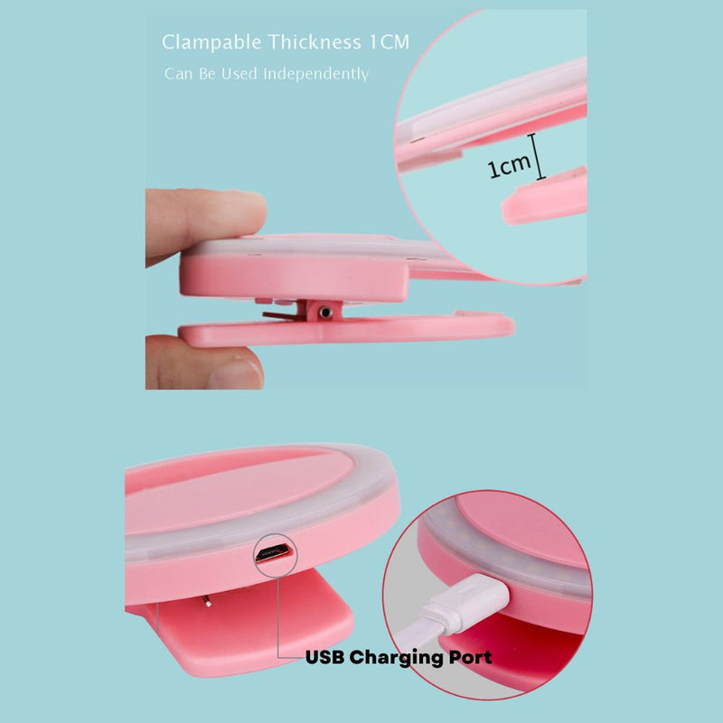 USB Rechargeable RGB LED Clip-on Mobile Phone Ring Light