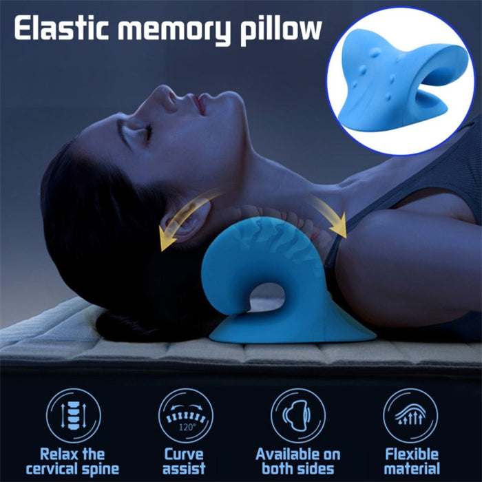 Elastic Memory Pillow for Cervical Traction and Neck Stretch
