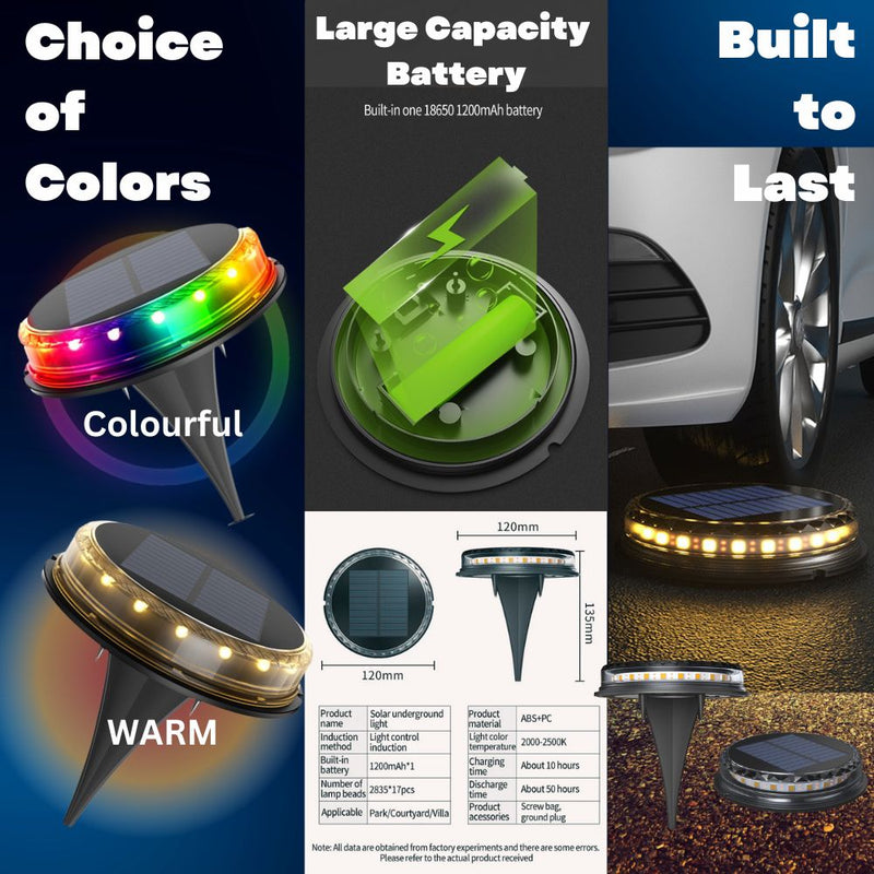 Solar Powered Rechargeable LED Ground Stake Lawn Lights