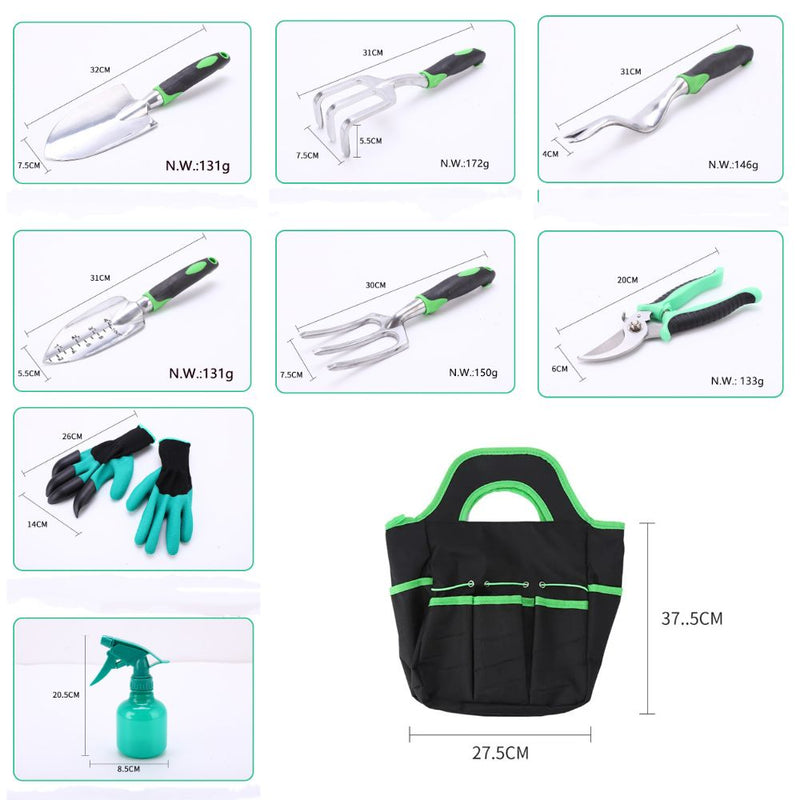 9pcs/set Aluminum Alloy Outdoor Gardening Shovel Set
