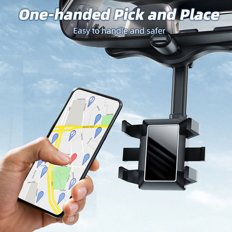 360° Rotatable Bracket Rearview Mirror Car Mobile Holder