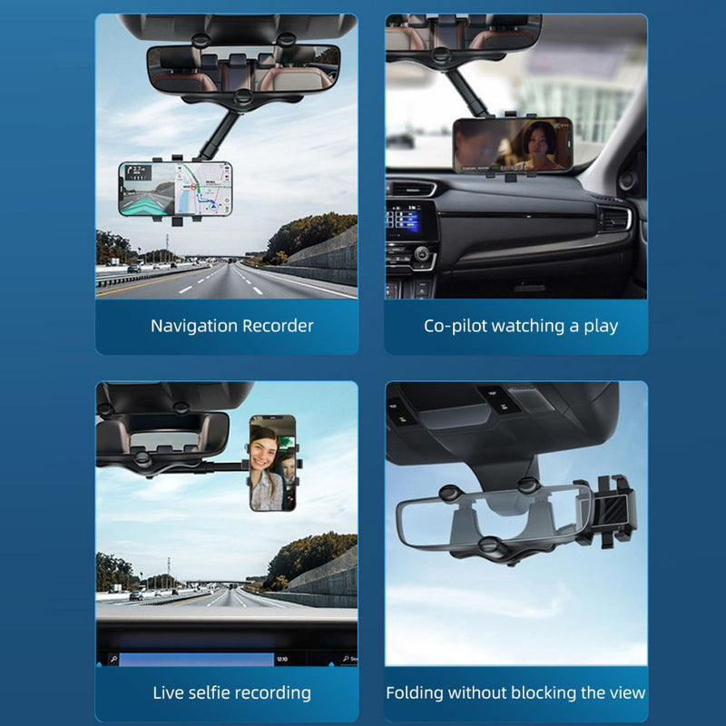 360° Rotatable Bracket Rearview Mirror Car Mobile Holder