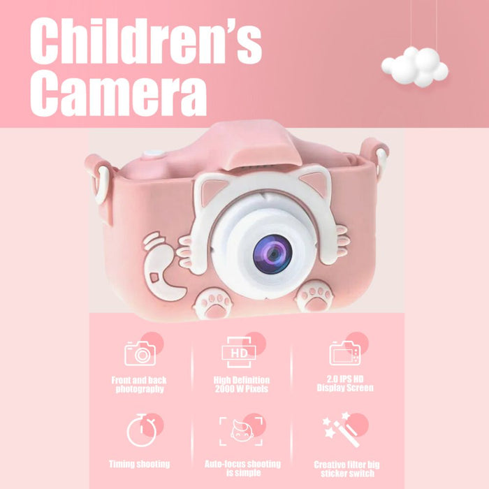 Cat Design HD Kids Digital Camera - USB Rechargeable