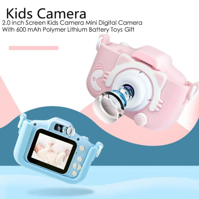 Cat Design HD Kids Digital Camera - USB Rechargeable
