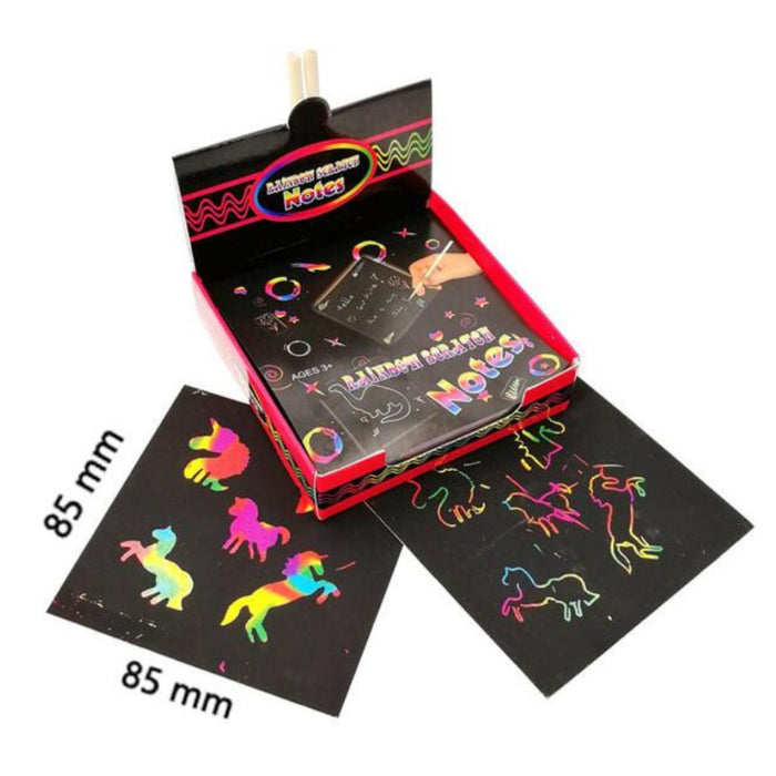Rainbow Scratch Mini Notes Paper Pad Cards 100pcs Set