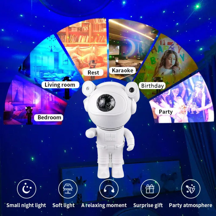 LED Light Astronaut Projector and Bluetooth Speaker - USB Rechargable