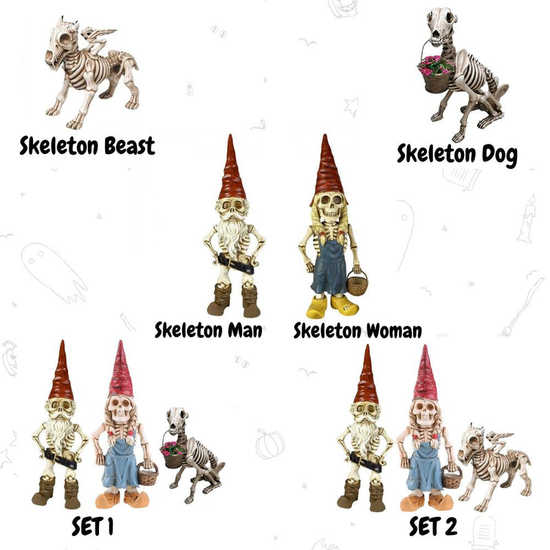 Halloween Zombie Skeleton Gnome Statue Garden Decoration