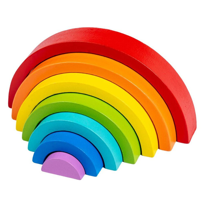 Wooden Rainbow Stacker Nesting Puzzle Blocks - In Assorted Colors