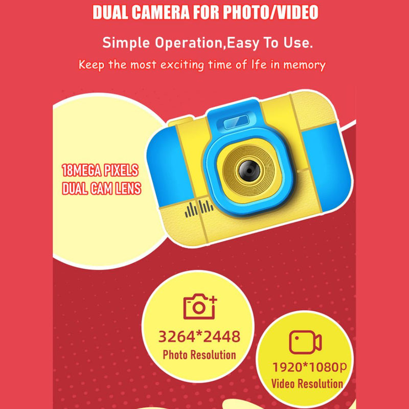 1080P Dual Lens Digital Kids Camcorder - USB Charging