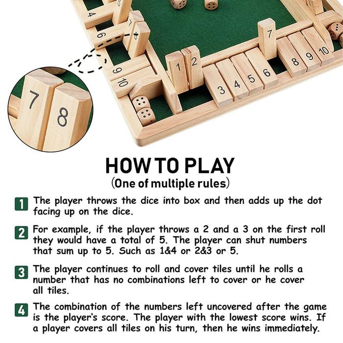 Shut The Box Wooden Dice Family Board Game