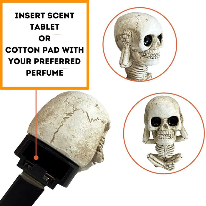 Cute Skull See Hear Speak No Evil Aromatherapy Car Air Freshener Vent Clip Set