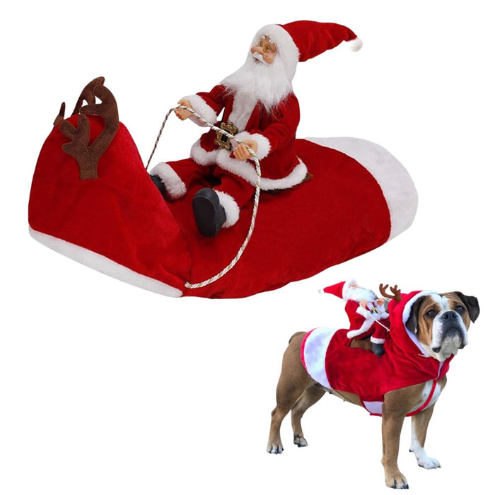Christmas Holiday Santa or Snowman Riding Pet Costume Outfit