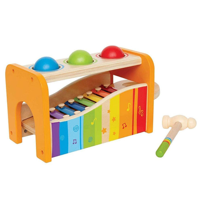 Durable Wooden Pound & Tap Bench with Slide Out Musical Xylophone Toy for Kids