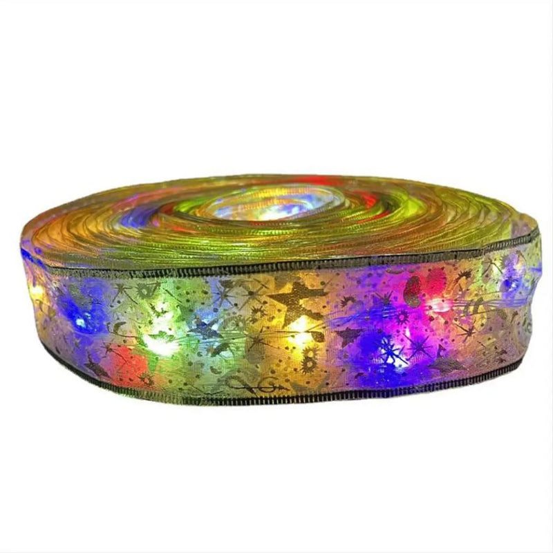 LED Fairy Light Christmas Tree Ribbon Decoration - Battery Powered